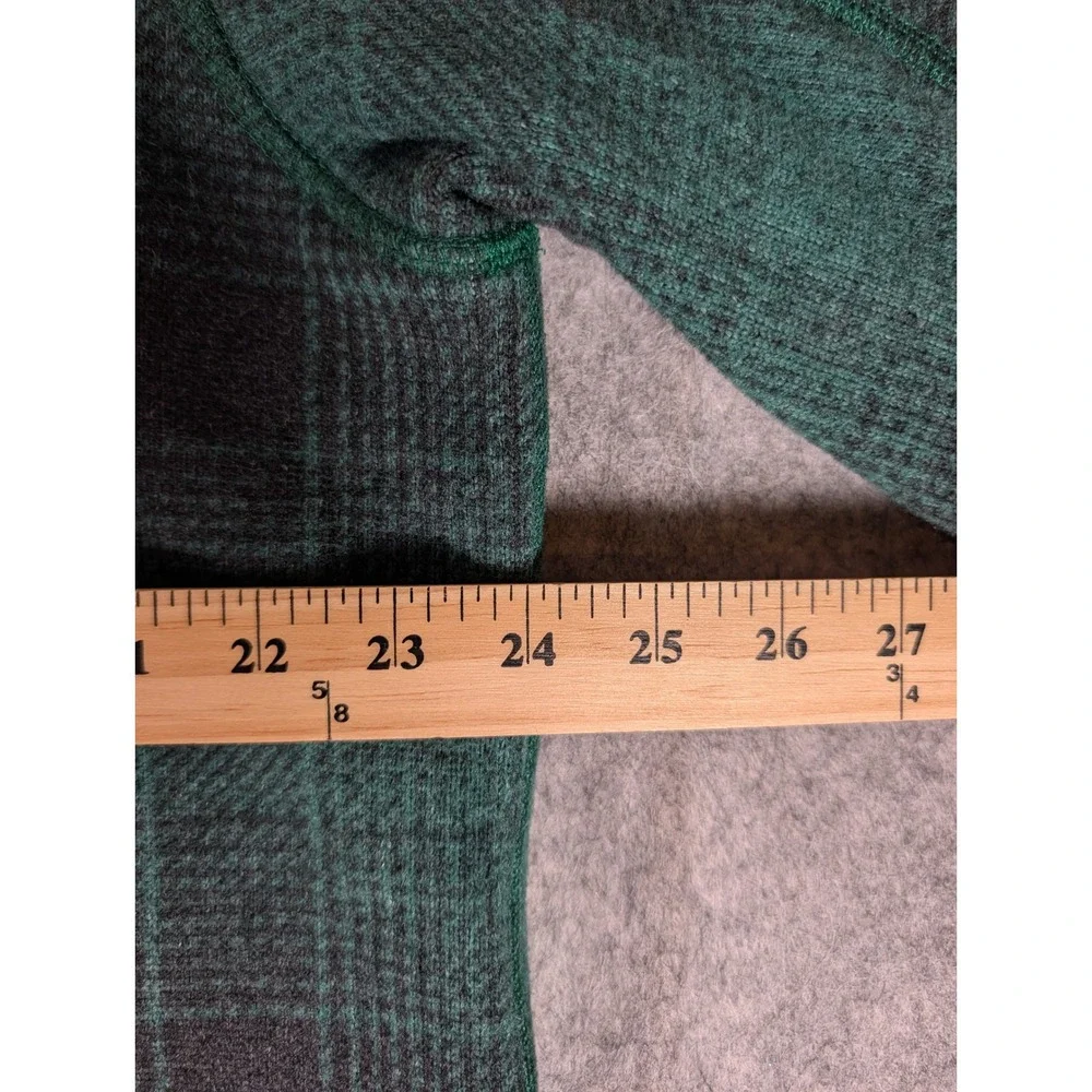 The North Face Mens Green Black Plaid Fleece Quarter Zip Pullover XL